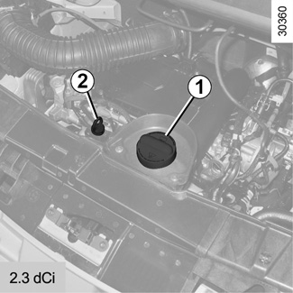 E-Guide.renault.com / Master-3-Ph1 / Zadbaj O Swój Samochód (Pomiar Wskaźników) / Poziom Oleju W Silniku: Uzupełnianie - Napełnianie